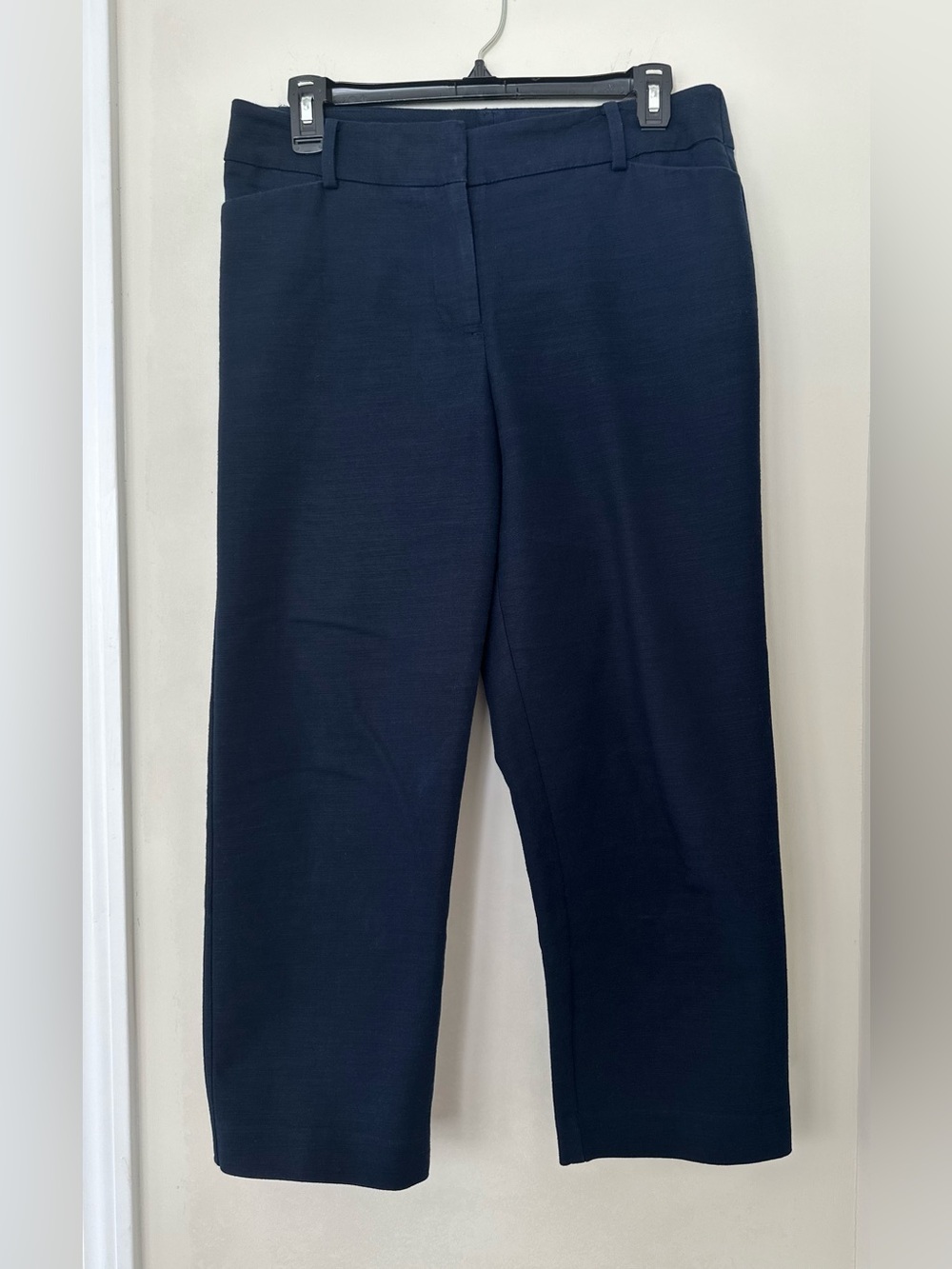 Ann Taylor Curvy Fit Navy Blue Straight Leg Ankle Dress Pants Size 10 Mid Rise